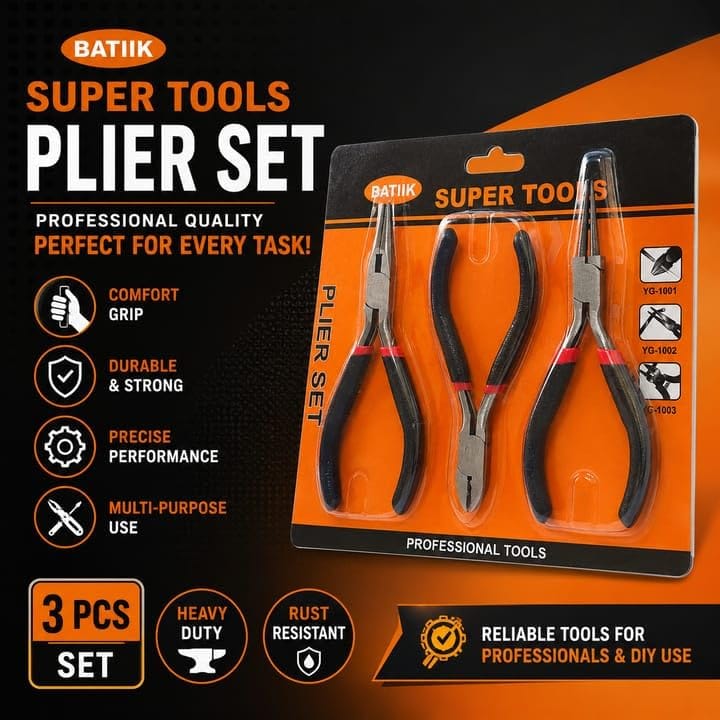 Batiik Super Tools Plier Set – 3 Pcs Professional Pliers