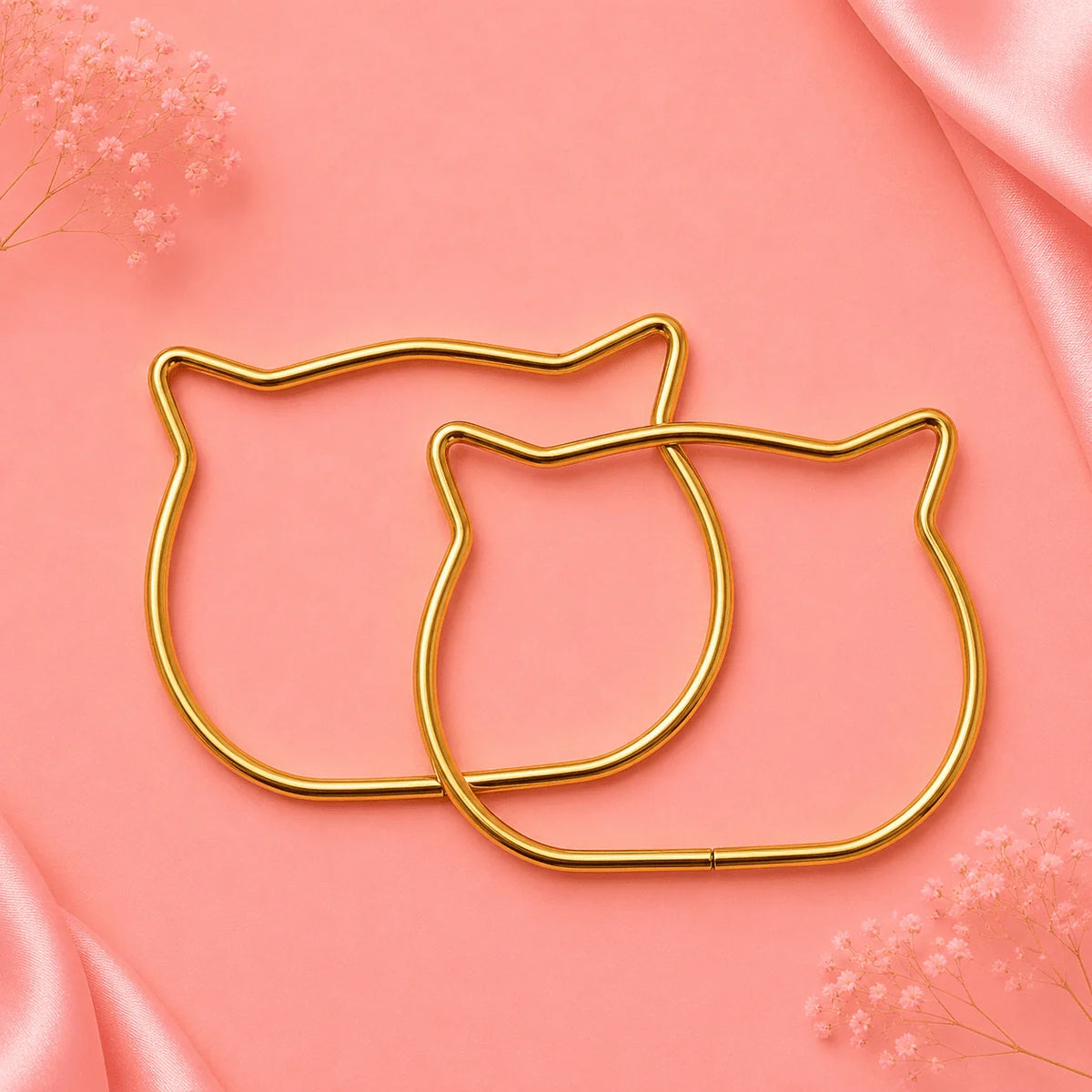 Cat Shape Bag Handle – Gold Metal Purse Handle (1 Pair)